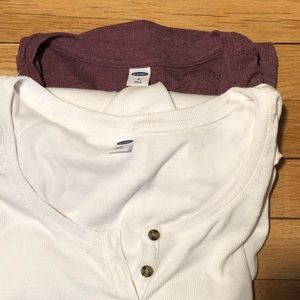 Purple and white Henley tee